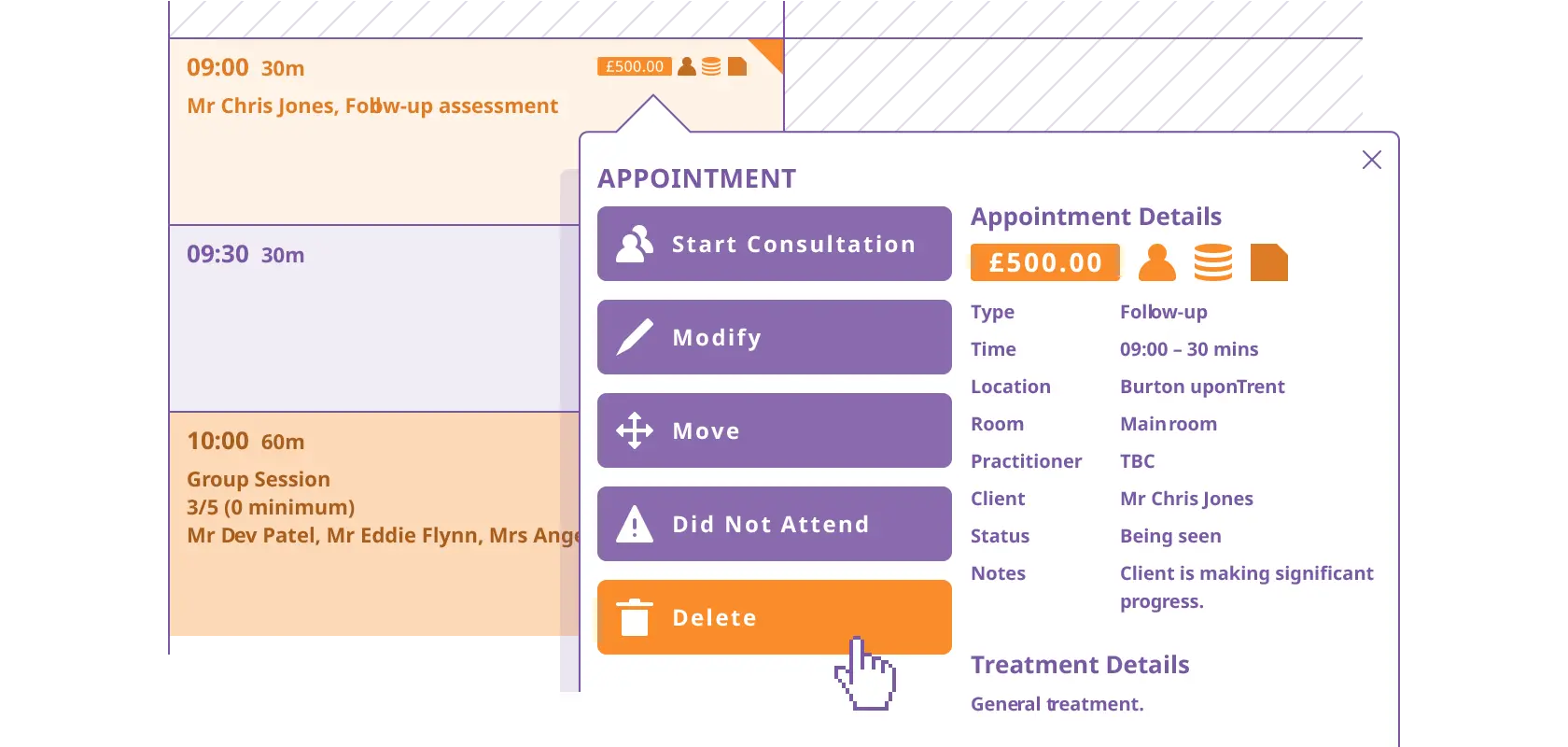 a preview of the complete appointment functionality in PPS Express and all of the options available for appointment management