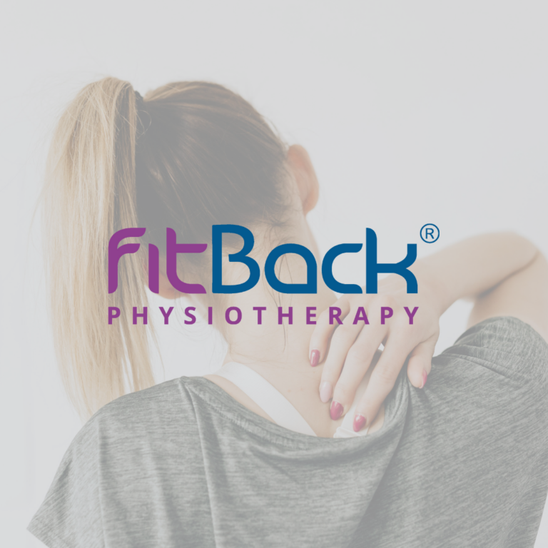 FitBack Physiotherapy logo over patient image, featured in Private Practice Software client case studies.